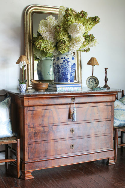 French Louis Phillipe Commode with Grey Marble Top