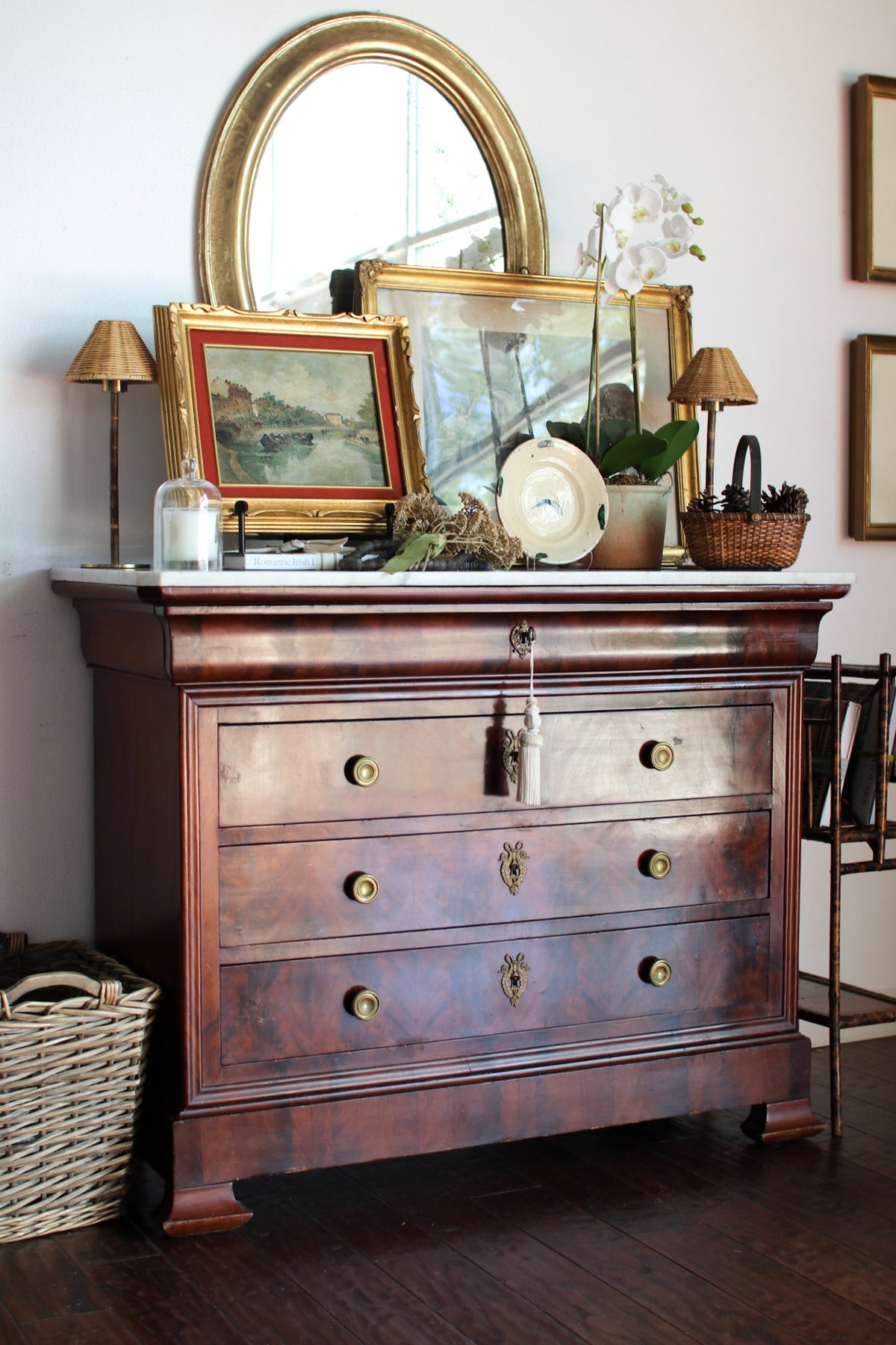 French Louis Philippe Commode with White Marble