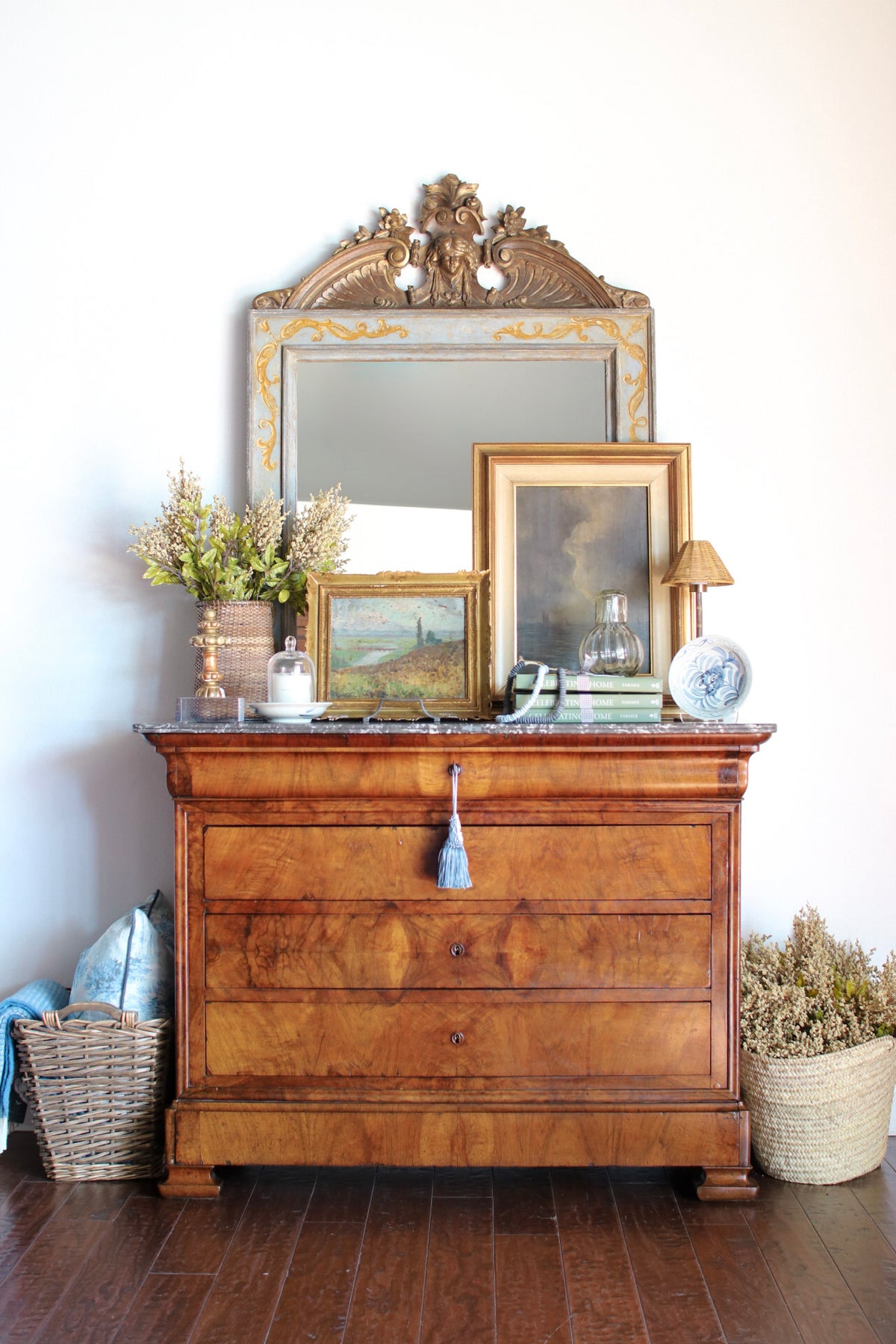 French Louis Philippe Grey Marble Top Commode