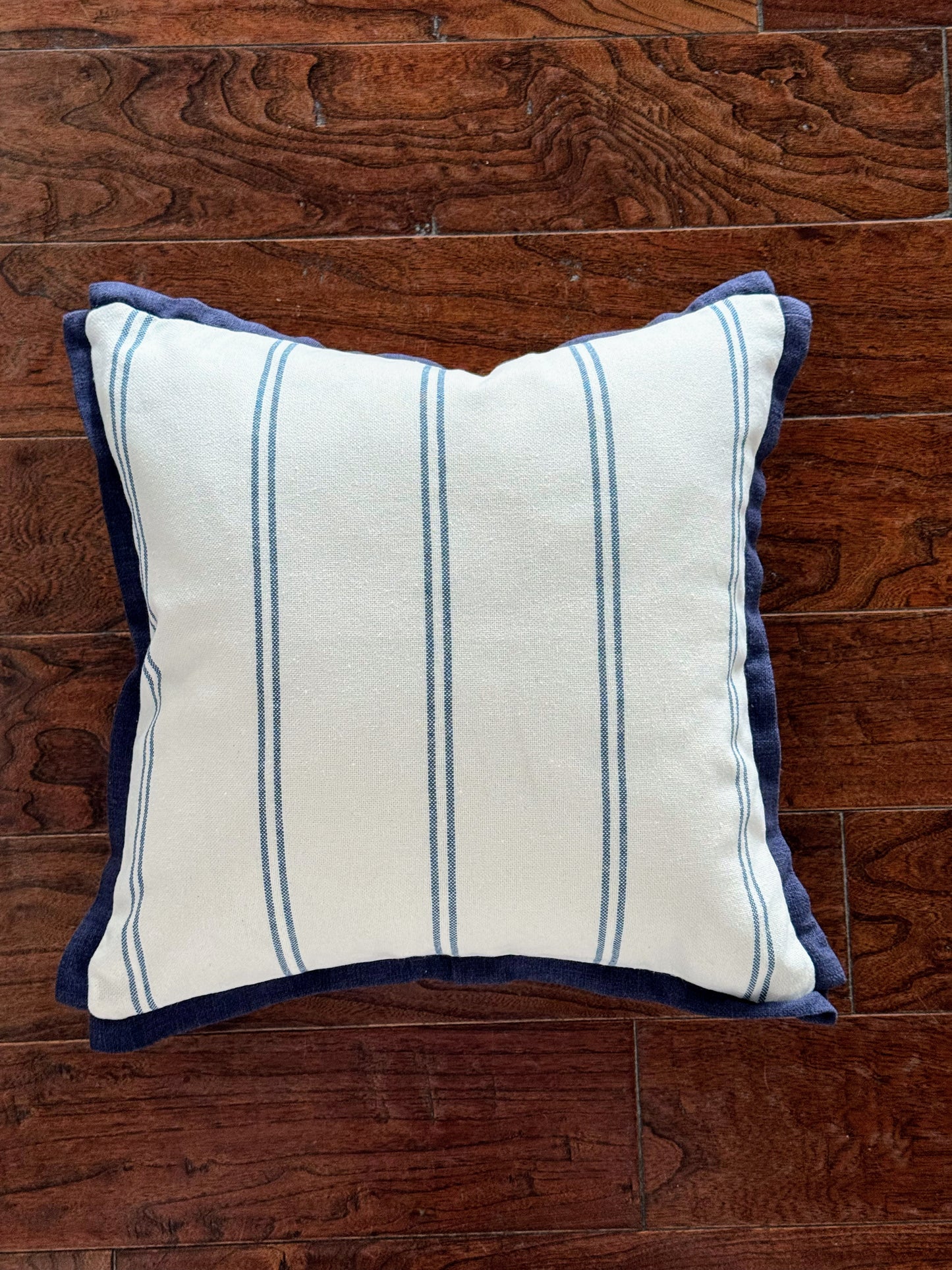 Custom Pillow: 18x18 Made in the UK Blue & White Stripes