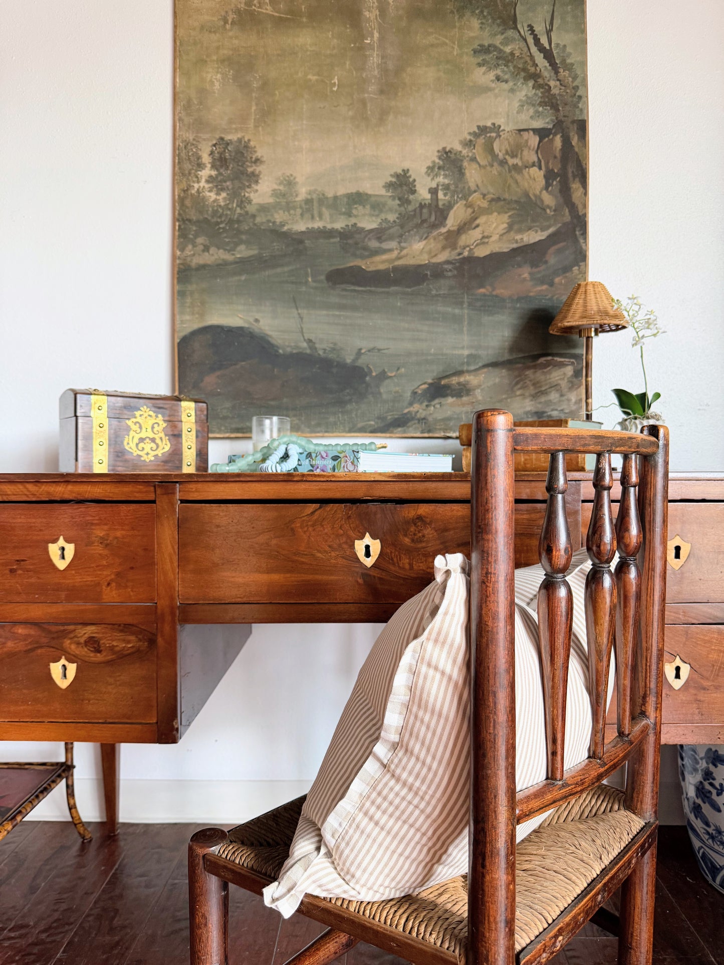 Antique Italian Desk with Shield Escutcheons
