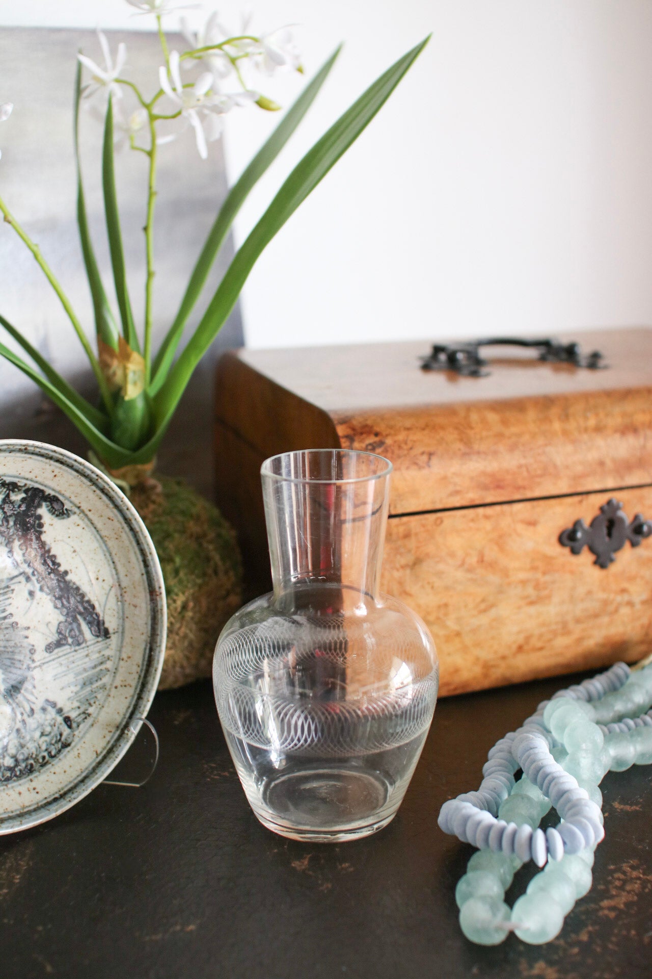 English Etched Glass Vase