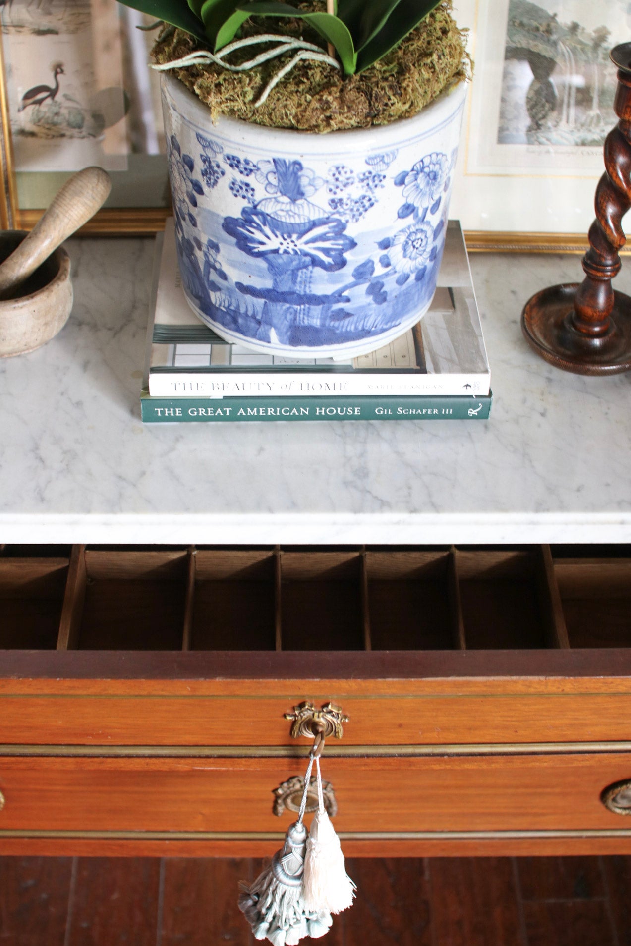 French Louis XVI White Marble Top Commode