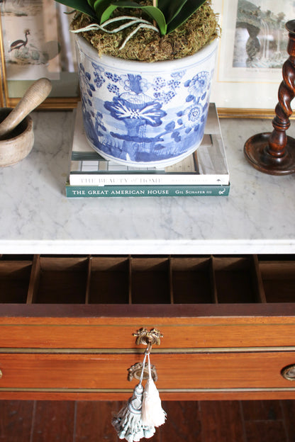 French Louis XVI White Marble Top Commode