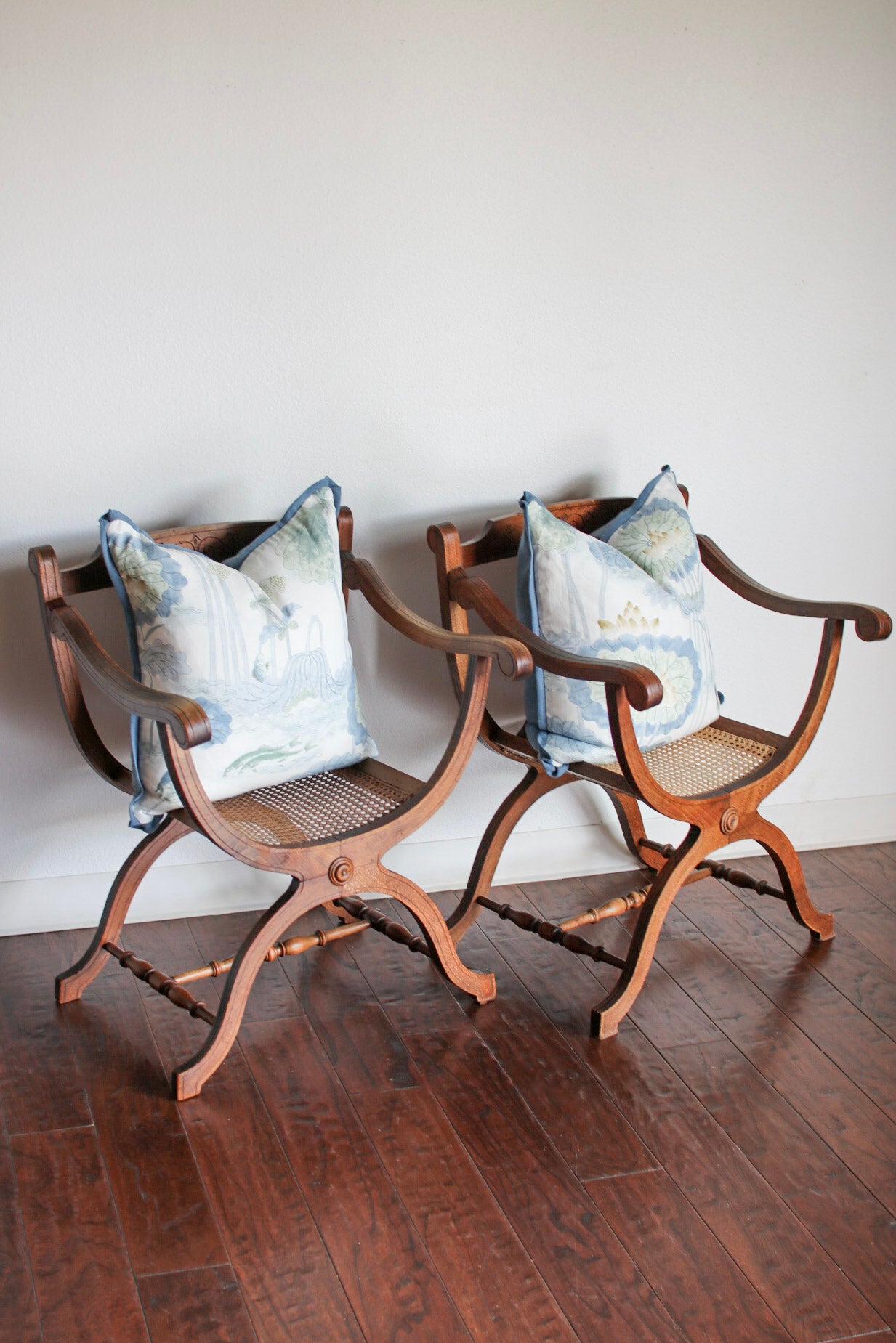 Pair of Italian Cane Chairs