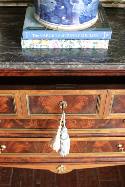 French Louis XVI Grey Marble Top Commode