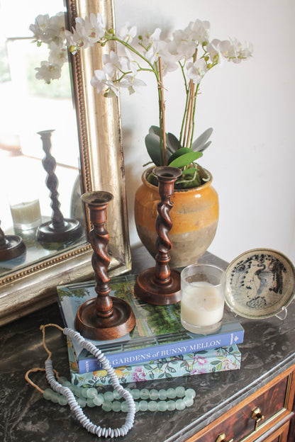 Pair of English Barley Twist Candlesticks