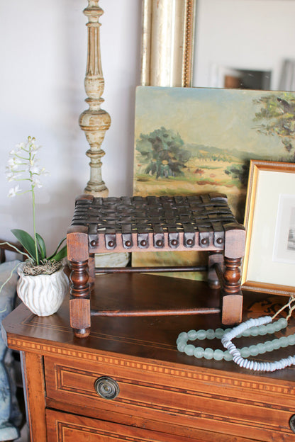 English Leather String Stool