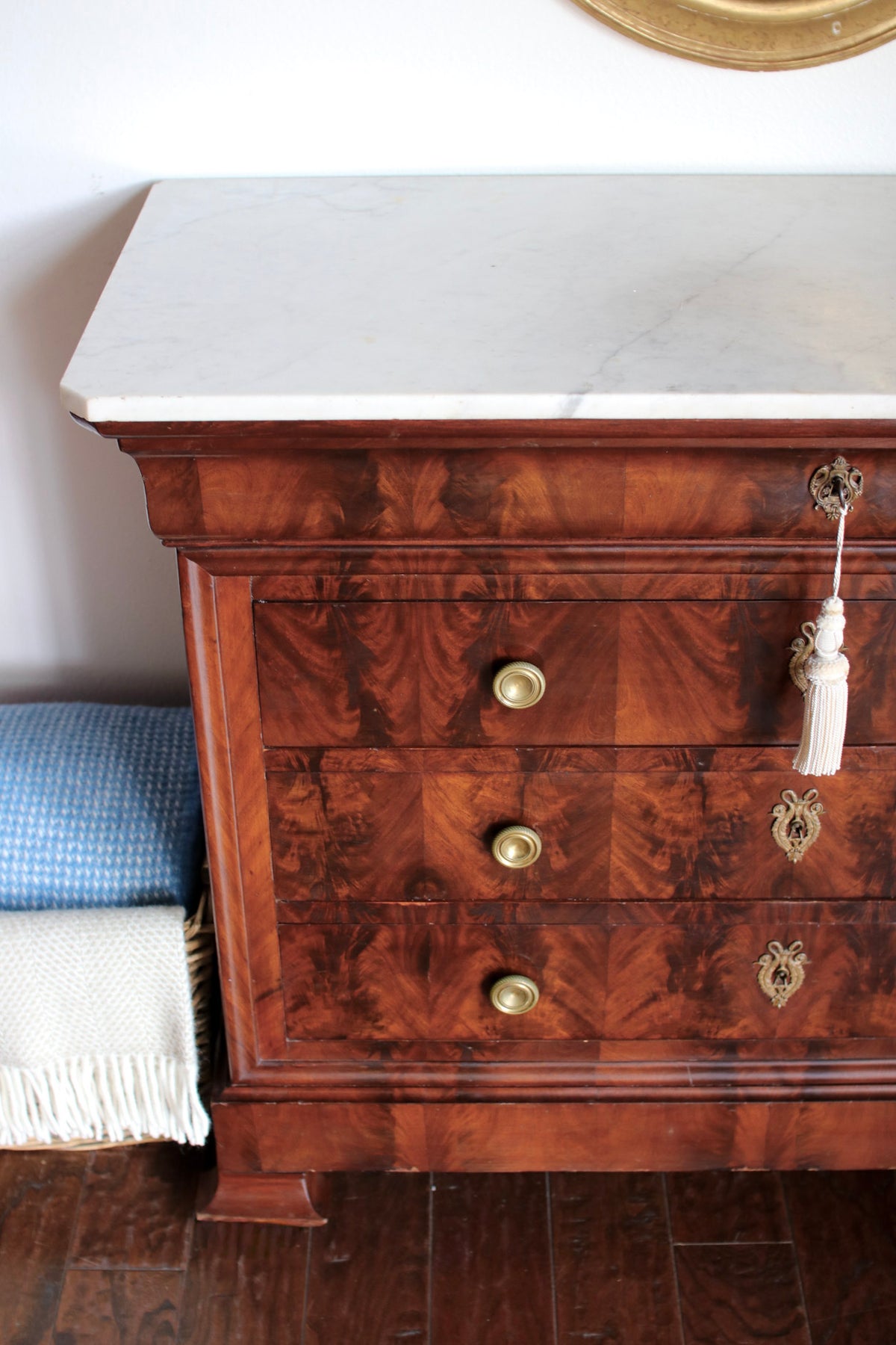 French Louis Philippe Commode with White Marble