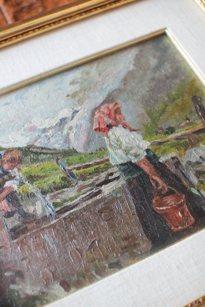 Oil Painting of Woman in Switzerland