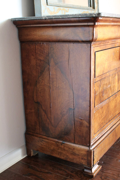 French Louis Philippe Grey Marble Top Commode