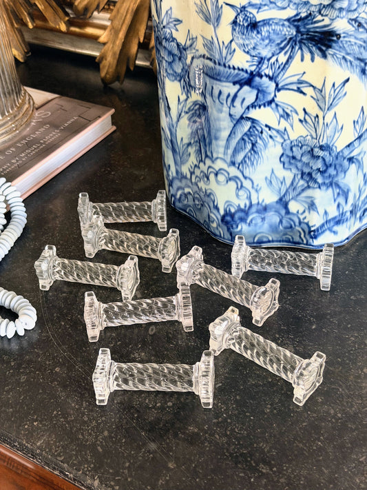 Set of 8 French Glass Knife Rests