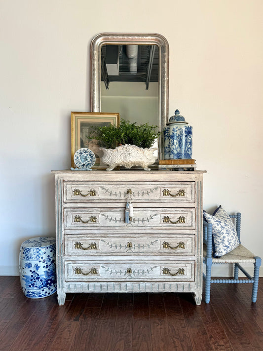 Painted French Louis XVI Carved Chest