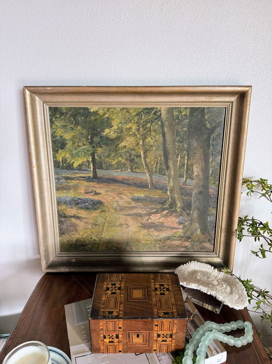 Signed English Bluebells Painting Titled “Spring”