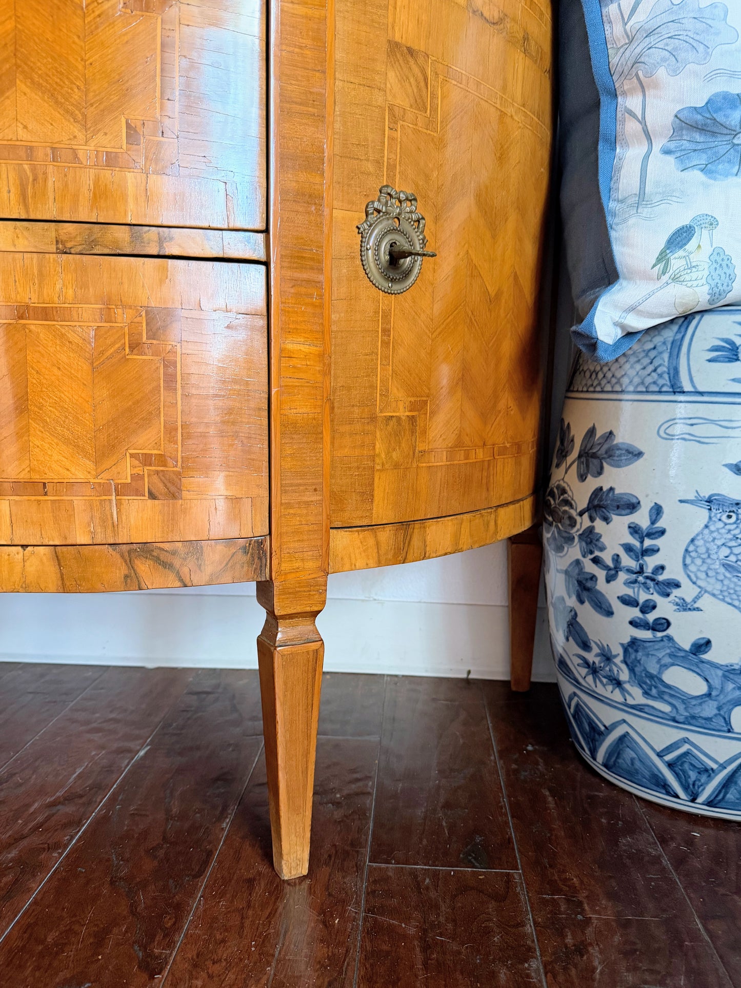 Antique Italian Inlay Demilune Server