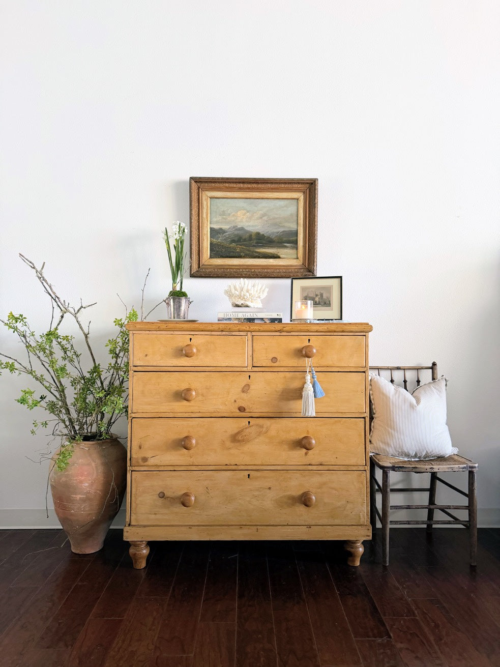 Antique English Pine Chest with Tulip Feet