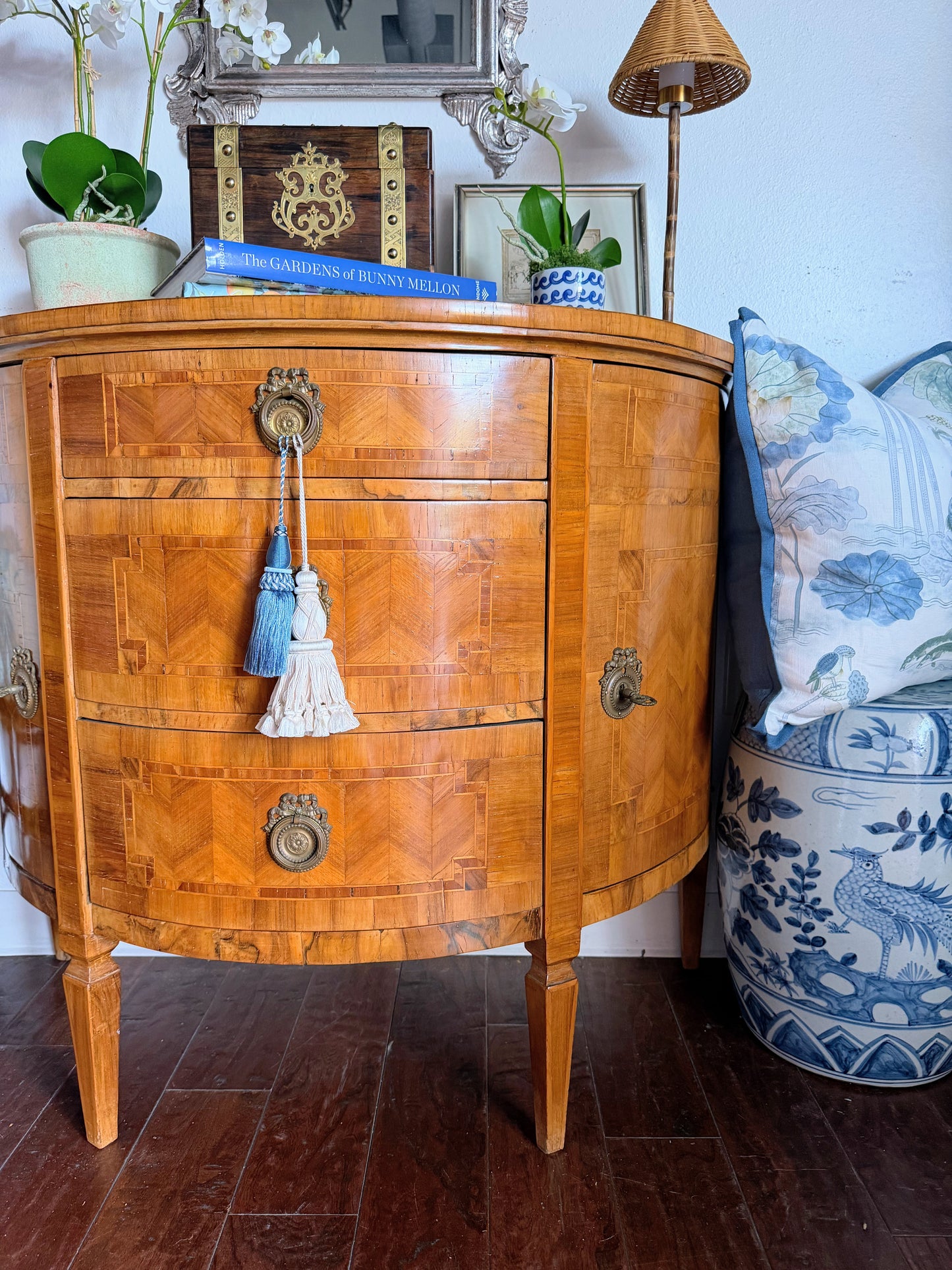 Antique Italian Inlay Demilune Server