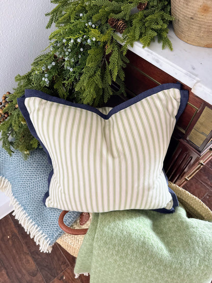 Custom Pillow: 18x18 Made in the UK Green Ticking Stripe