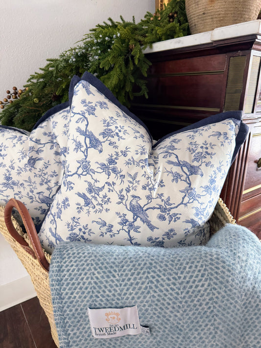 Custom Pillow: 18x18 Made in the UK Toile Birds