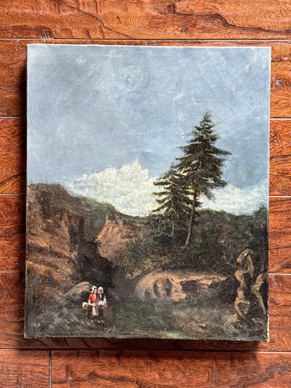 Oil on Canvas of Women Walking In Woods