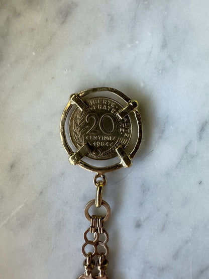 Vintage Coin Necklace: French 1984