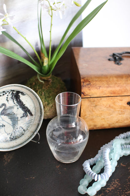 English Etched Glass Vase