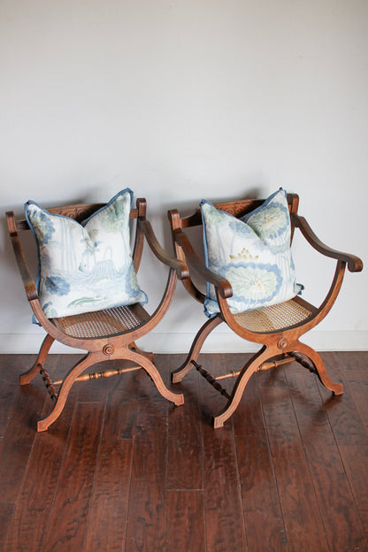 Pair of Italian Cane Chairs