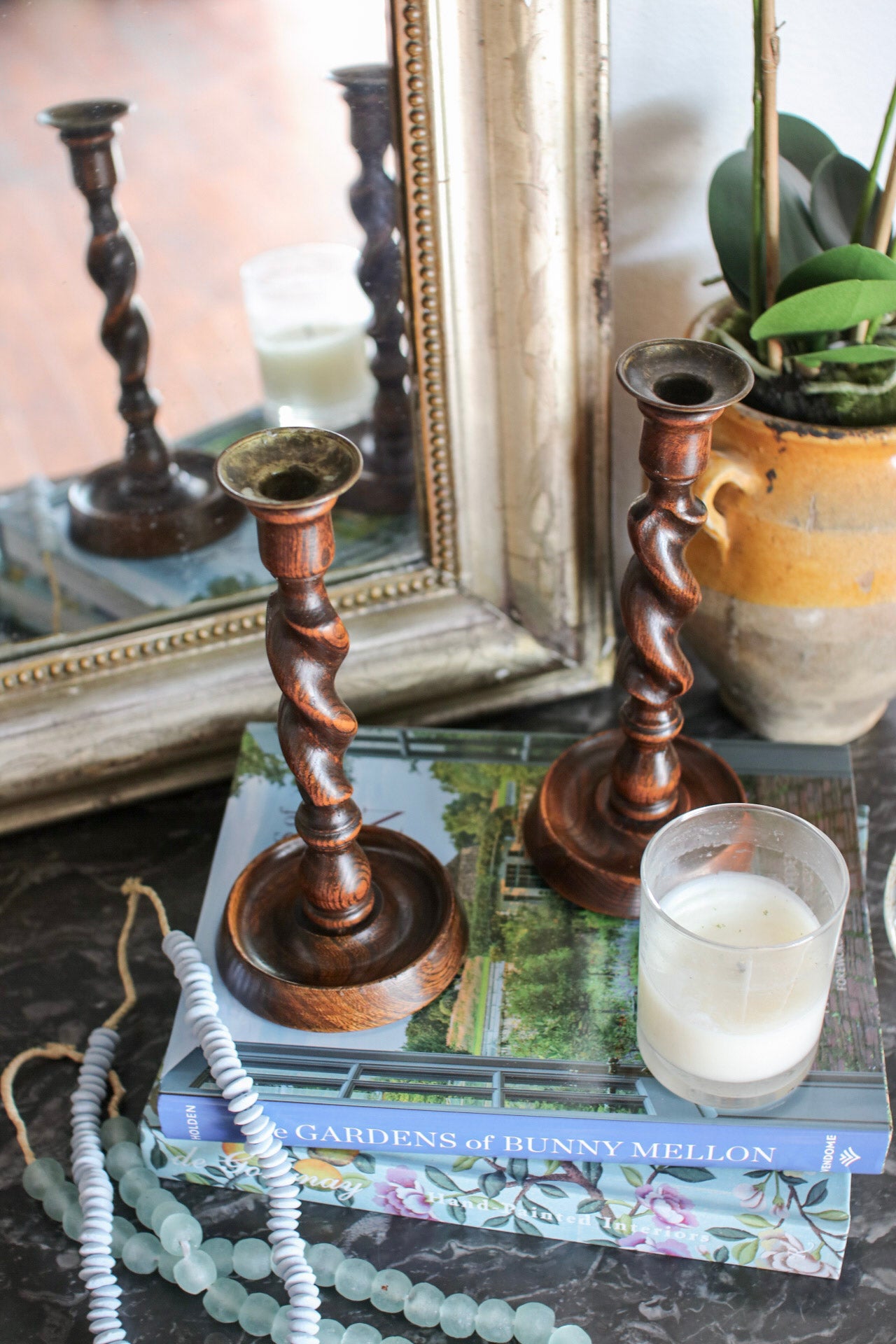 Pair of English Barley Twist Candlesticks