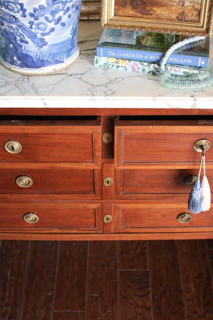 French Louis XVI White Marble Top Commode