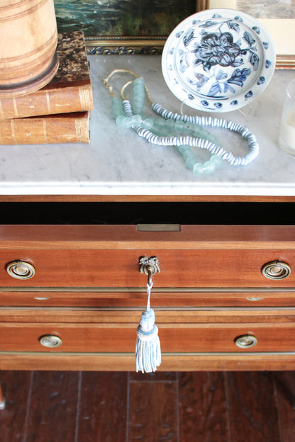 French Louis XVI Petite White Marble Top Commode