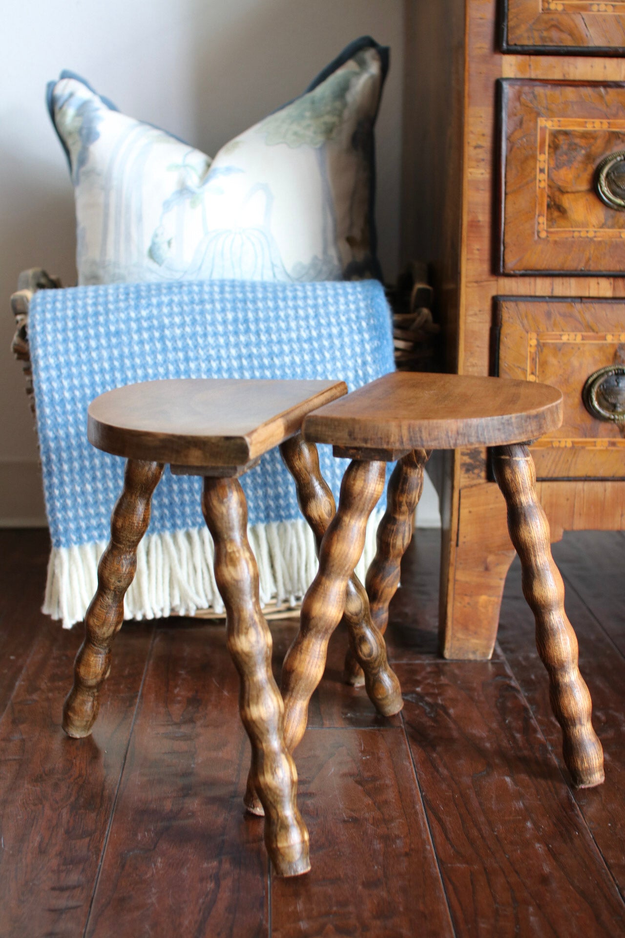 Pair of French Bobbin Stools