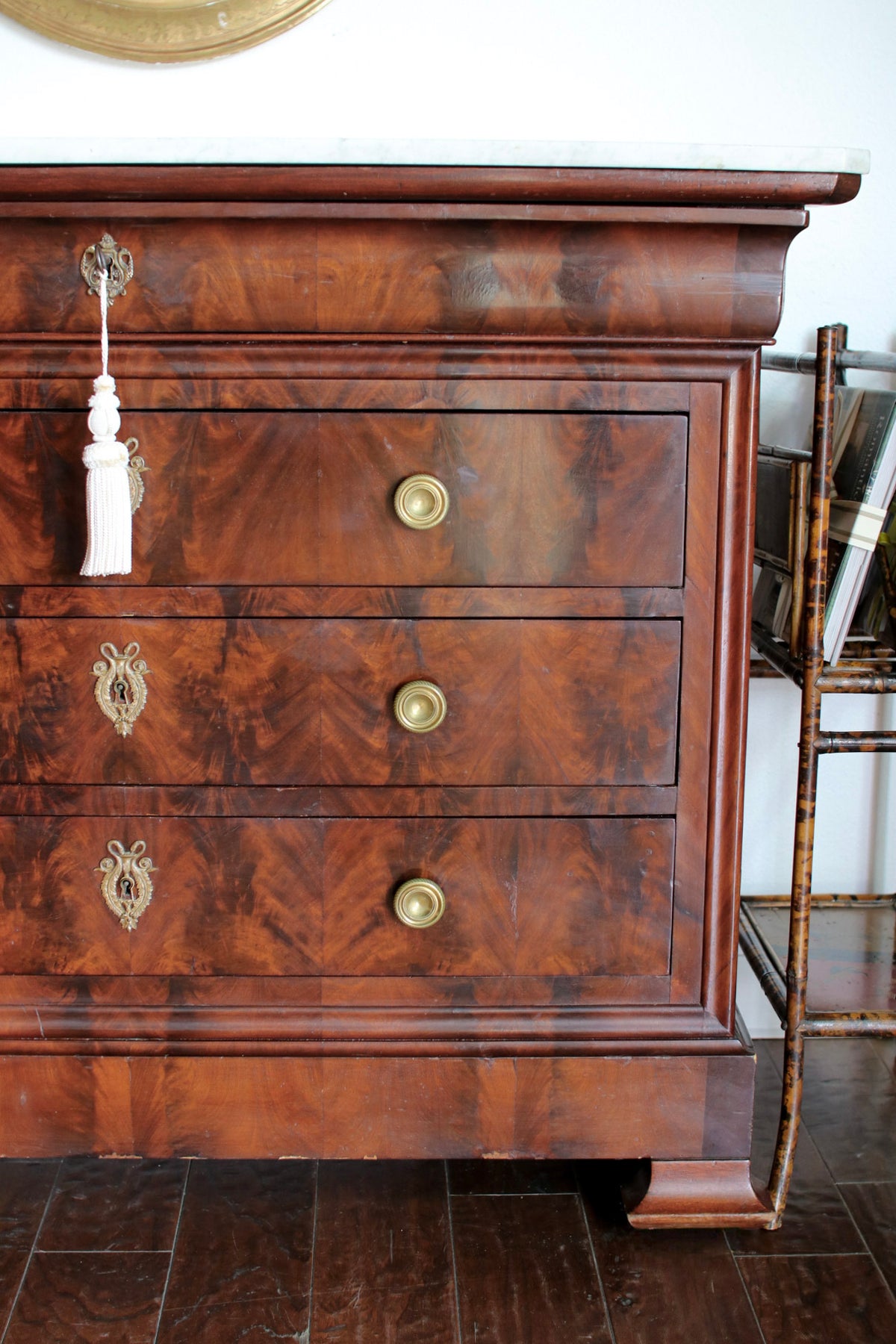 French Louis Philippe Commode with White Marble