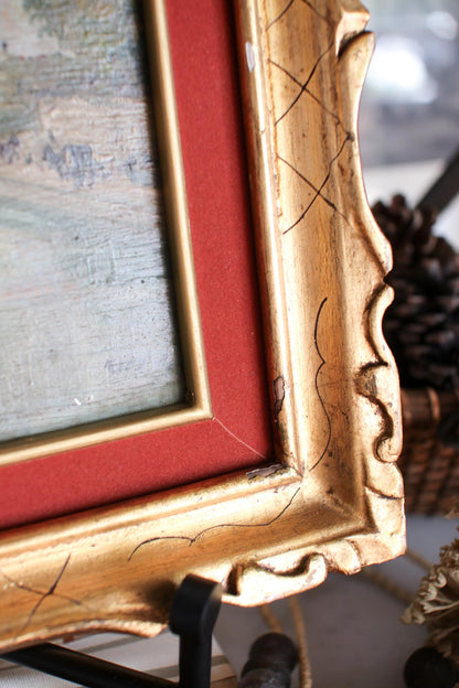 Italian River Scene in Gold Frame