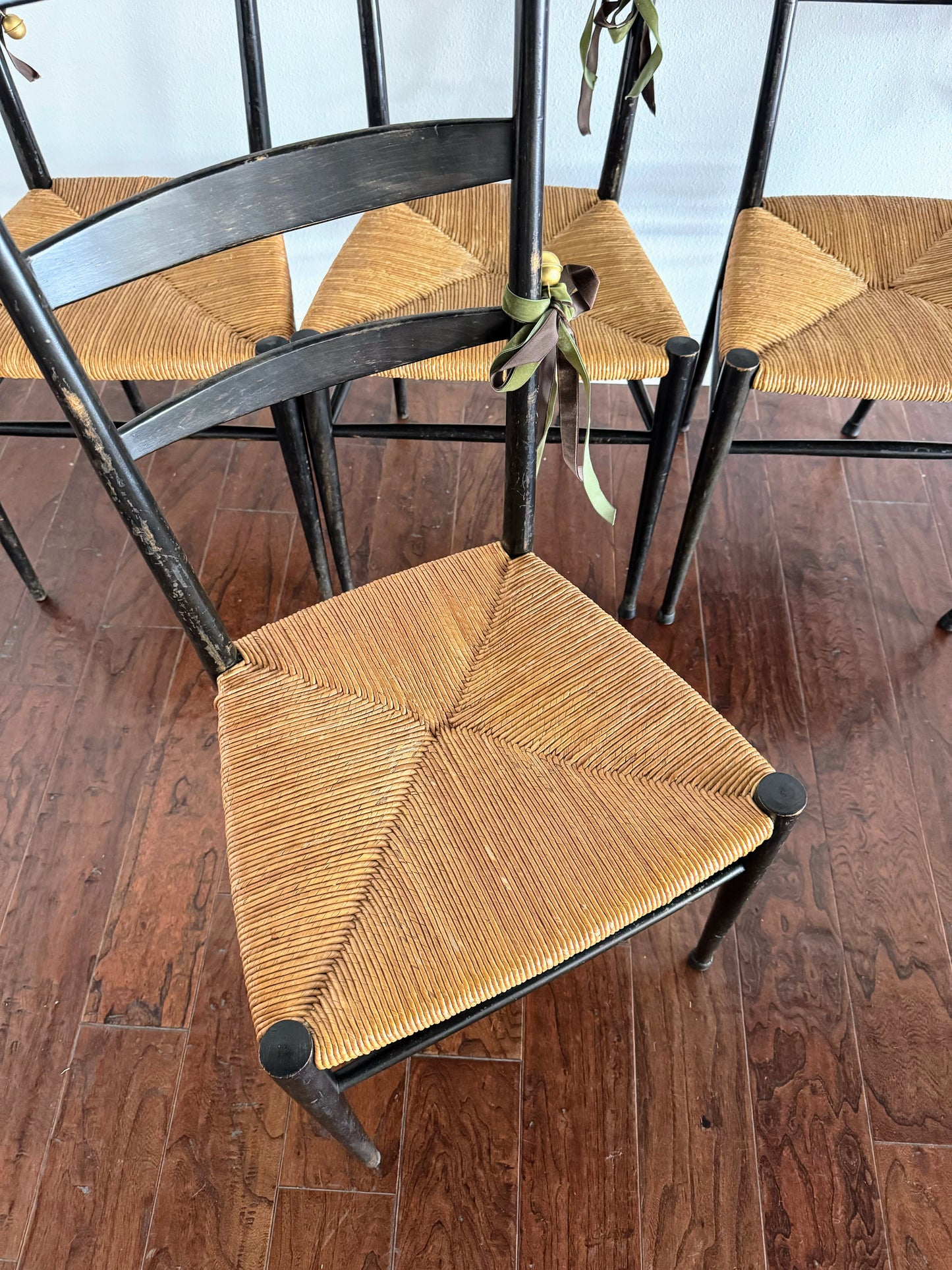 Set of Italian Chairs with Rush Seats