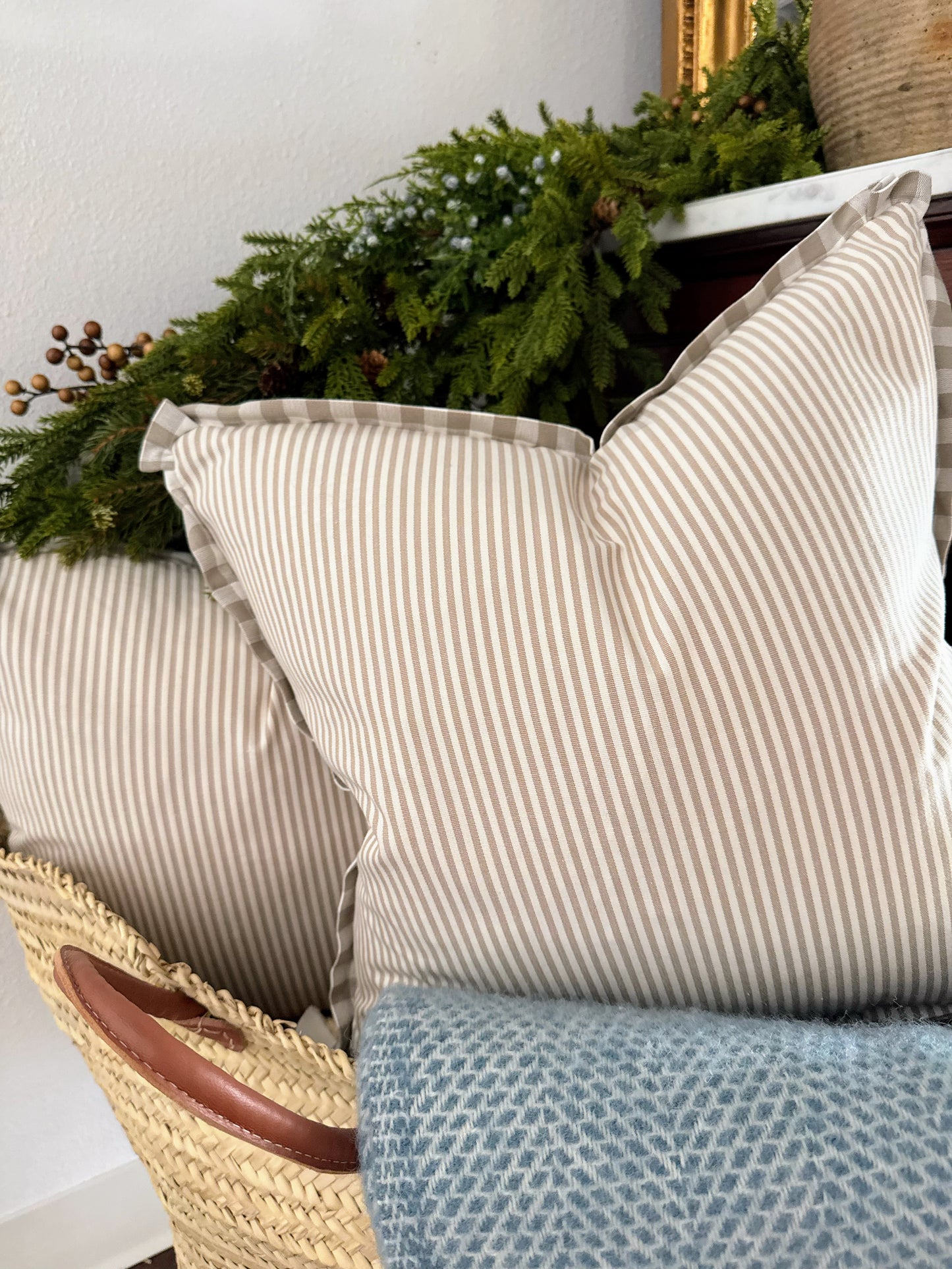 Custom Pillow: 18x18 Made in the UK Stripe & Gingham