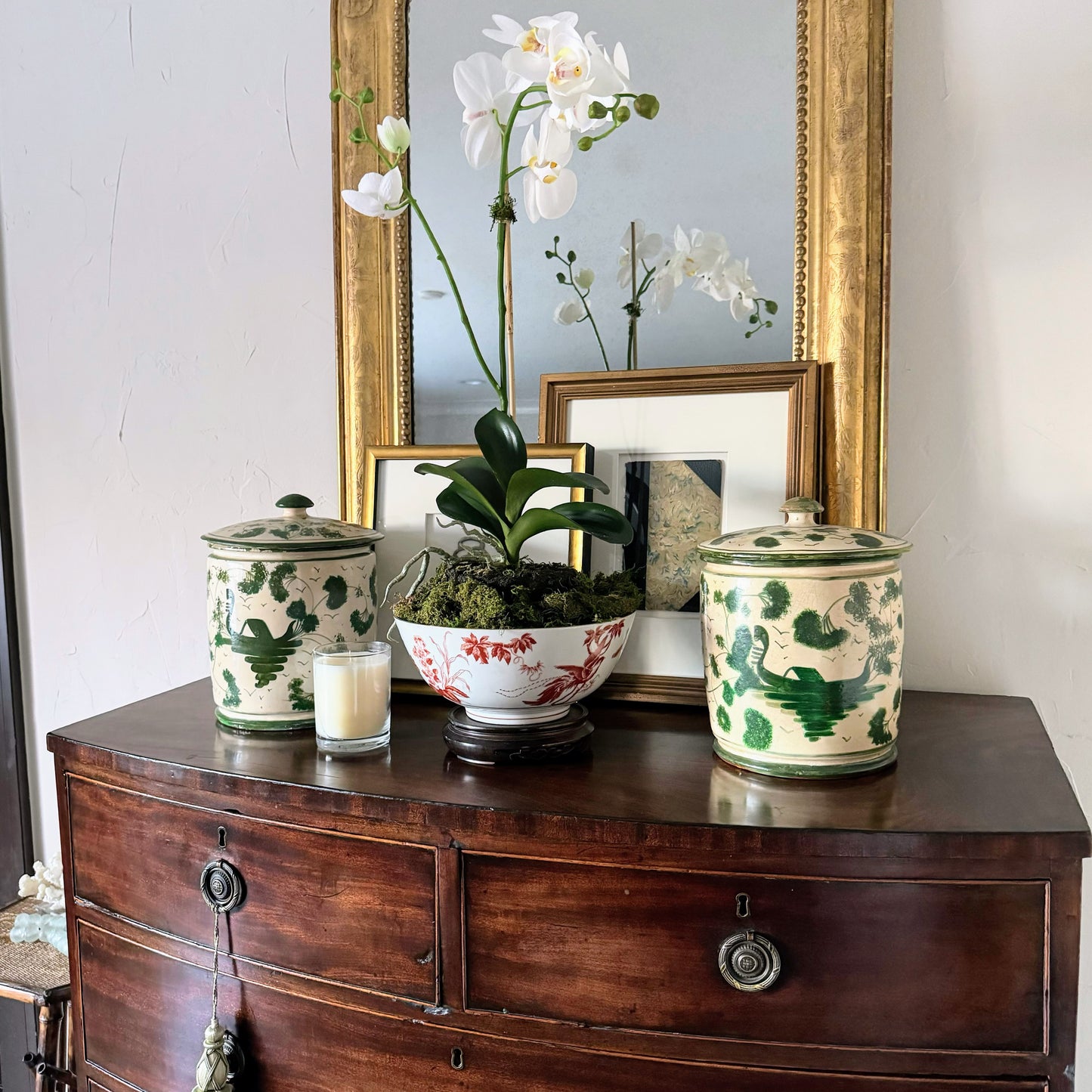 Pair of French Hand Painted Jars