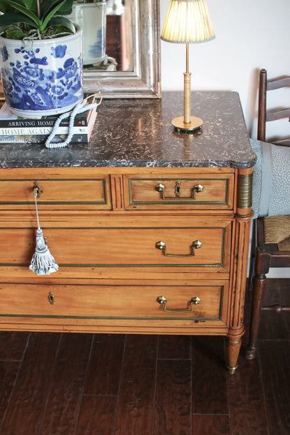 Antique French Louis XVI Grey Marble Top Commode