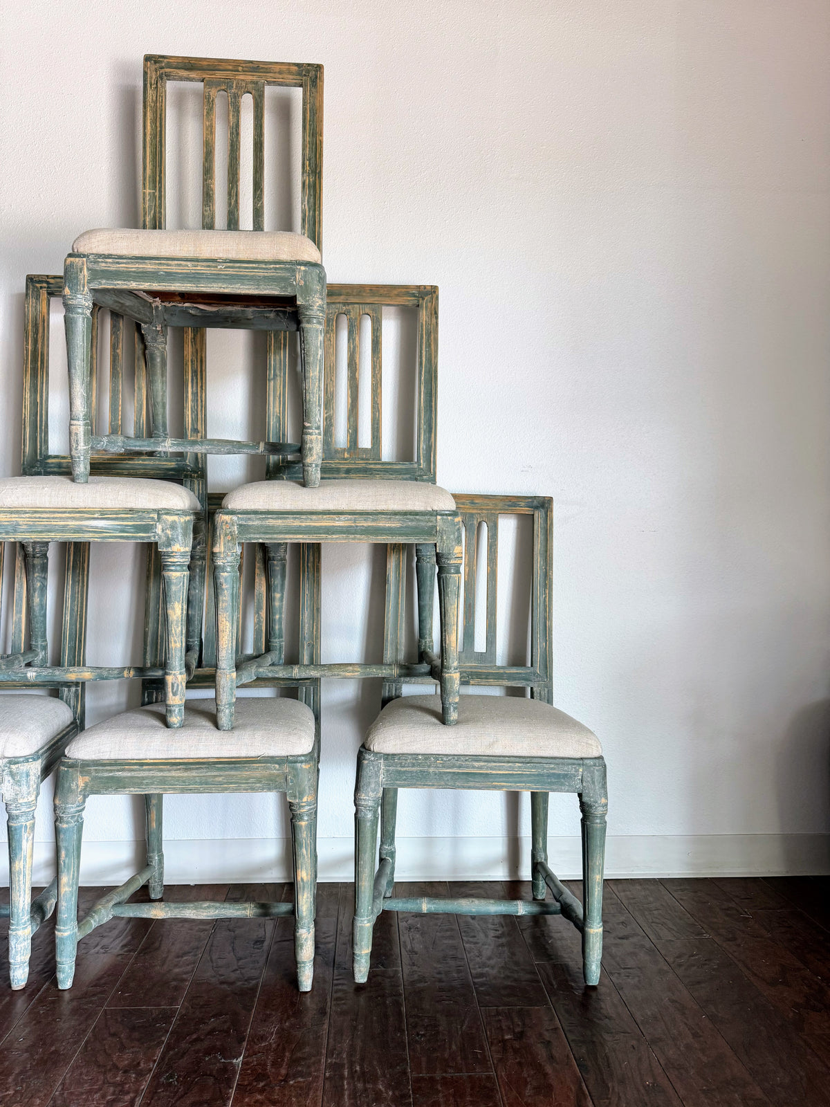 Set of Painted Swedish Chairs