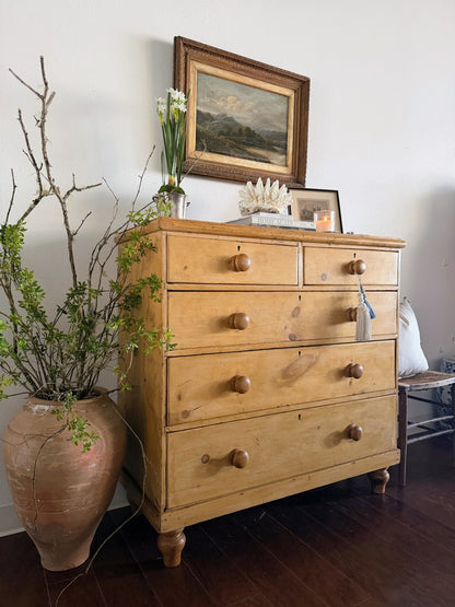 Antique English Pine Chest with Tulip Feet