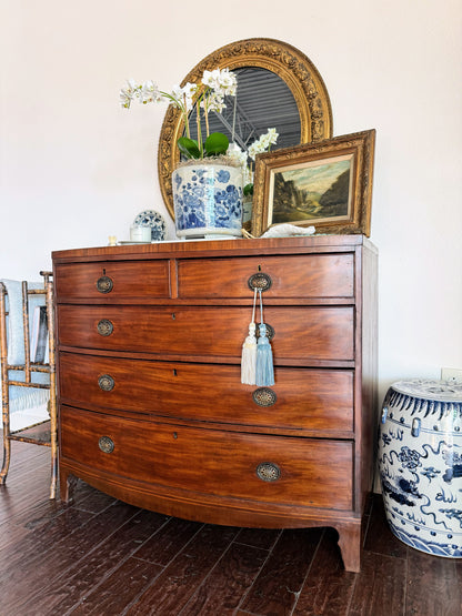 Antique English Bowfront Chest of Drawers with Inlay