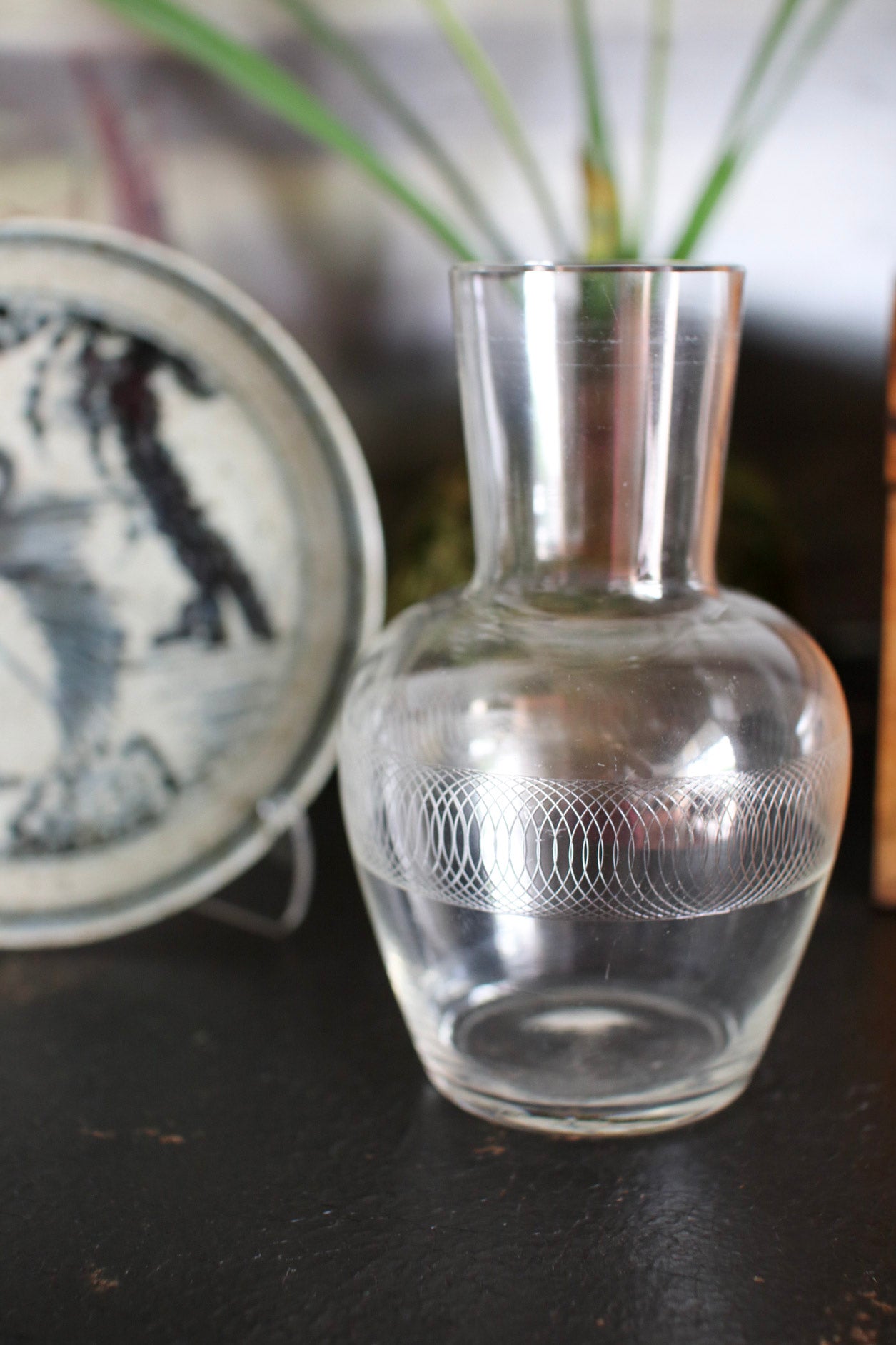 English Etched Glass Vase