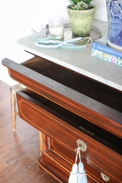 French Charles X White Marble Top Commode