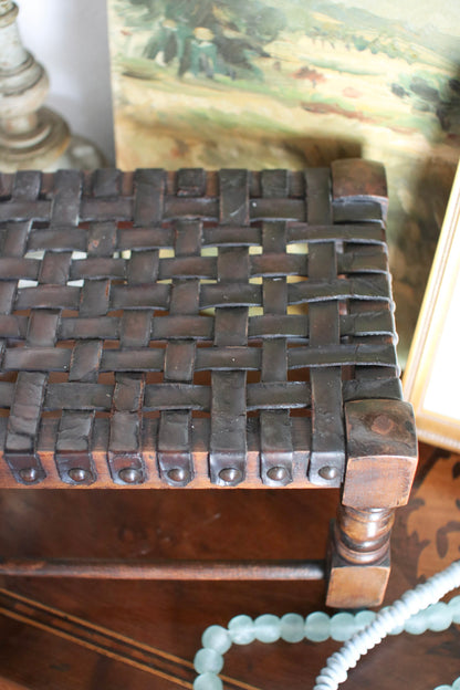 English Leather String Stool