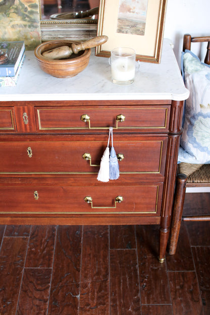 French Louis XVI White Marble Top Commode
