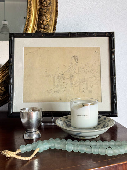 Bamboo Framed Ink Drawing on Rice Paper