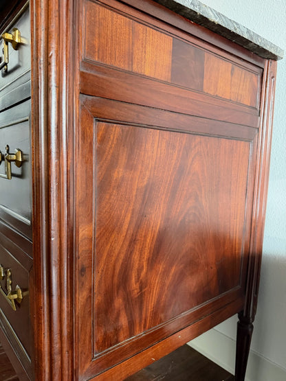 Antique French Louis XVI Grey Marble Top Commode