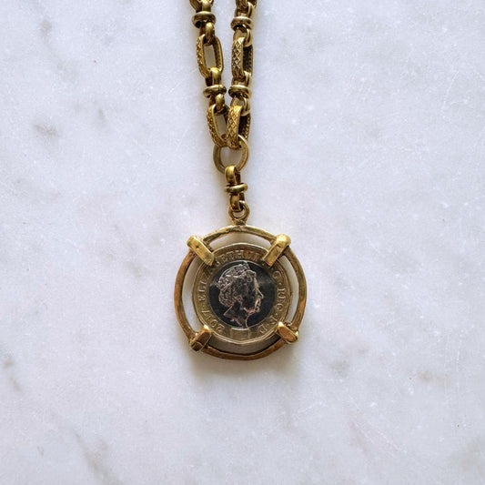 Coin Necklace: Queen Elizabeth II Gold & Silver