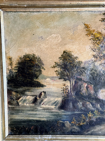 Framed Oil on Canvas of River Scene