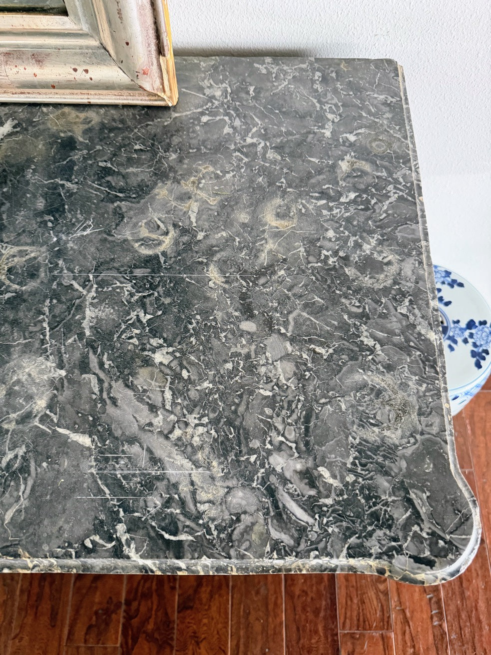 Antique French Louis XVI Grey Marble Top Commode