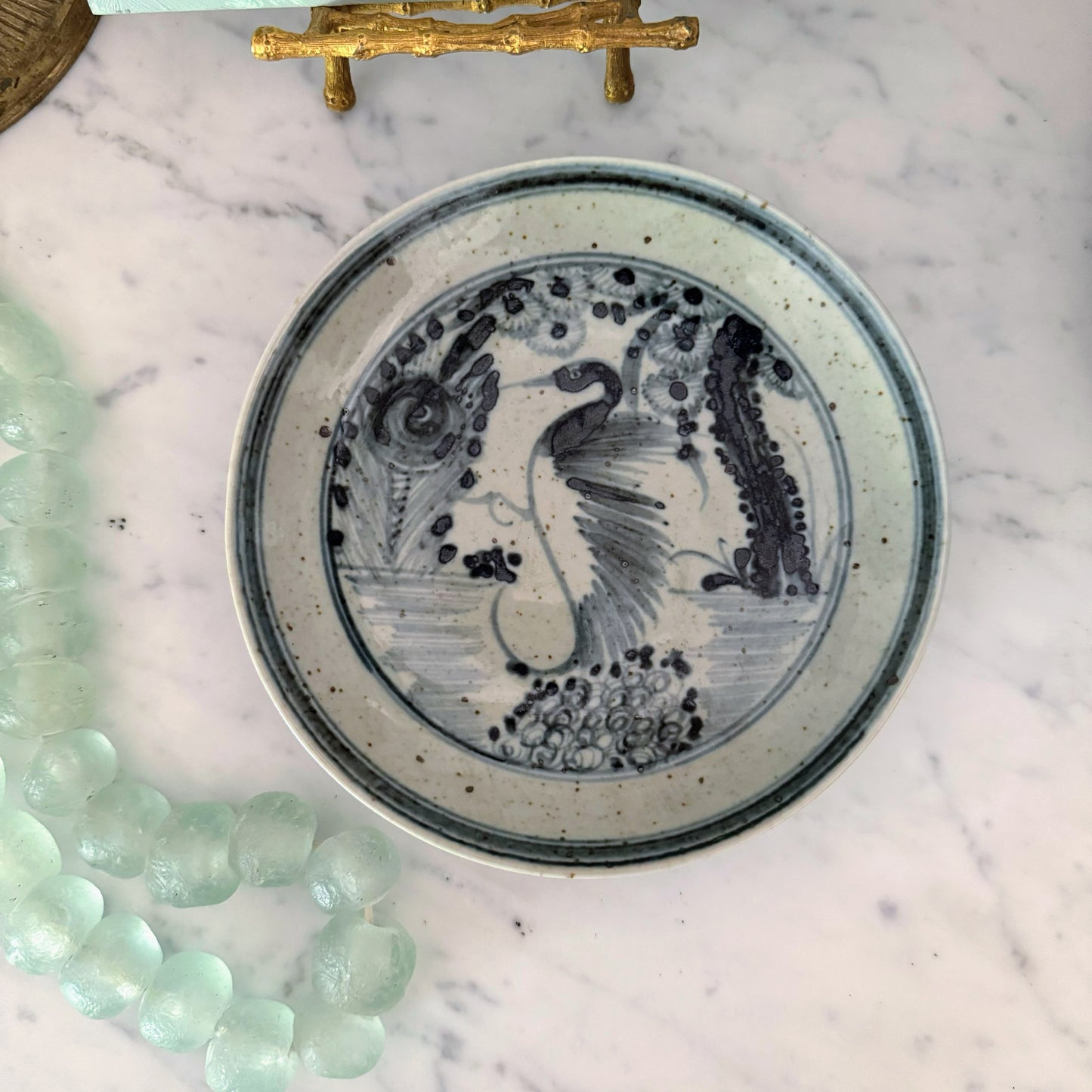 Crane Blue & White Dish